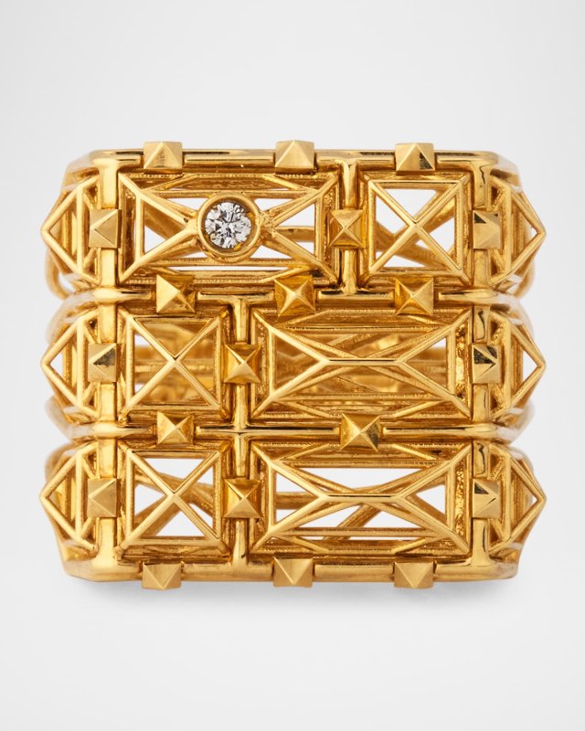 Ink 18K Yellow Gold Square Caged Diamond Ring